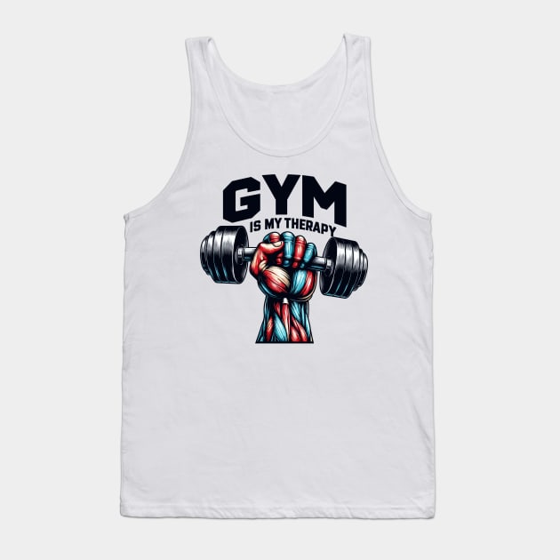 Powerful Lift - "Gym is My Therapy" Dynamic Design Tank Top by WEARWORLD